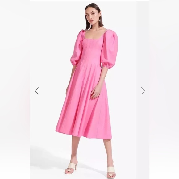 STAUD PINK SWELLS DRESS WILD ORCHID SIZE 2 - Picture 2 of 5